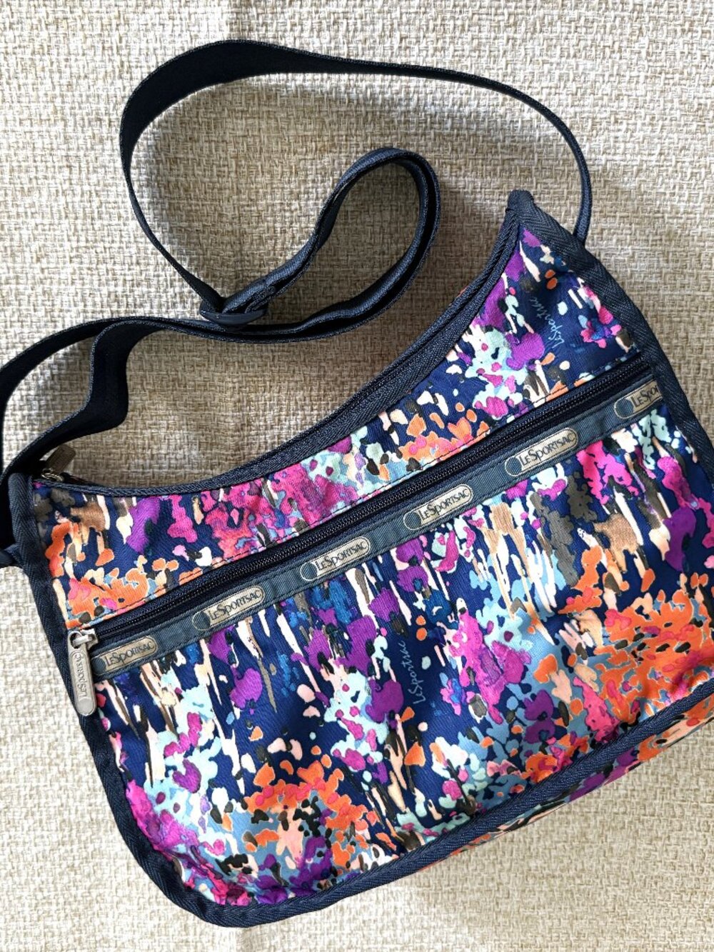 Lesportsac Shoulder Bag Navy Floral Canvas
